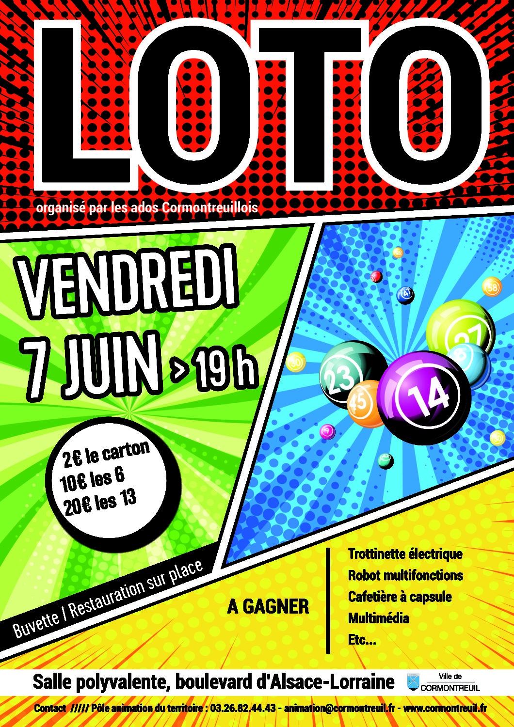 Cormontreuil loto 7 juin 2019 salle polyvalente