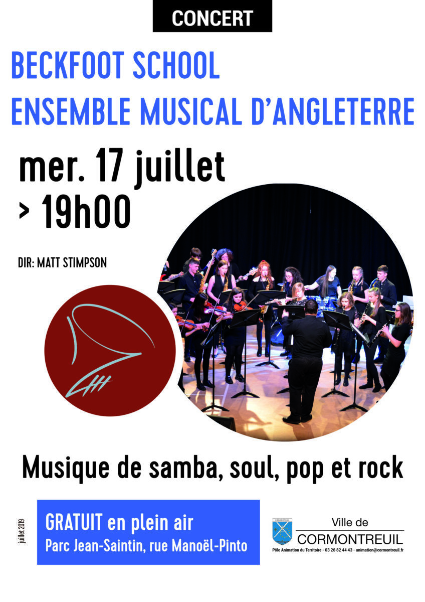 Cormontreuil concert Beckfoot School 17 juillet 2019 parc Jean-Saintin