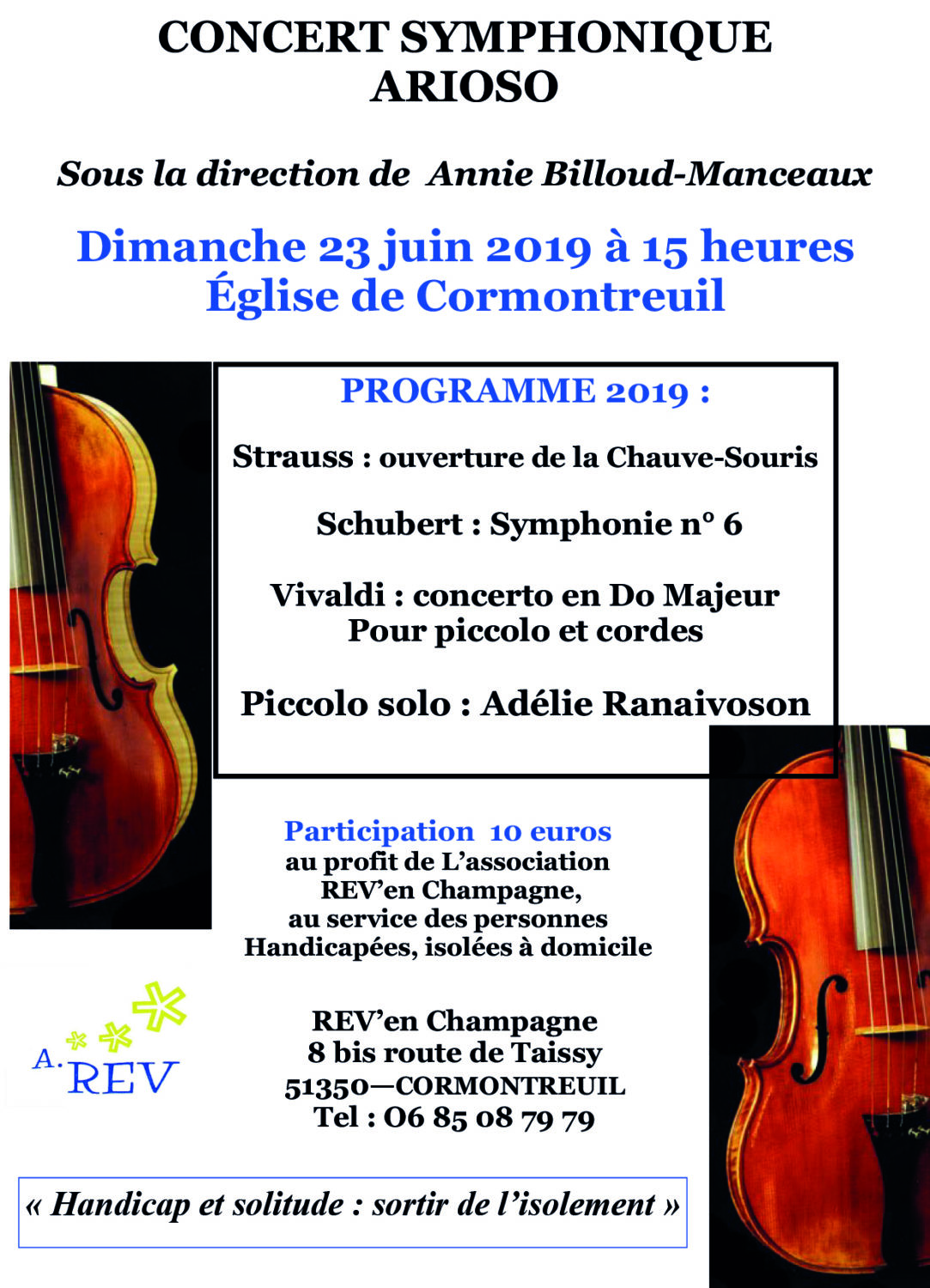 Cormontreuil affiche concert symphonique Arioso 23 juin 2019 15h église