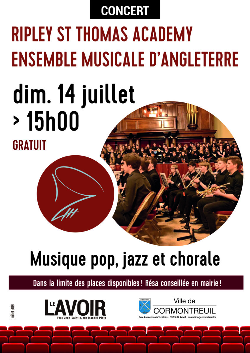 Cormontreuil concert Ripley Saint Thomas Academy 14 juillet 2019 15h Le Lavoir