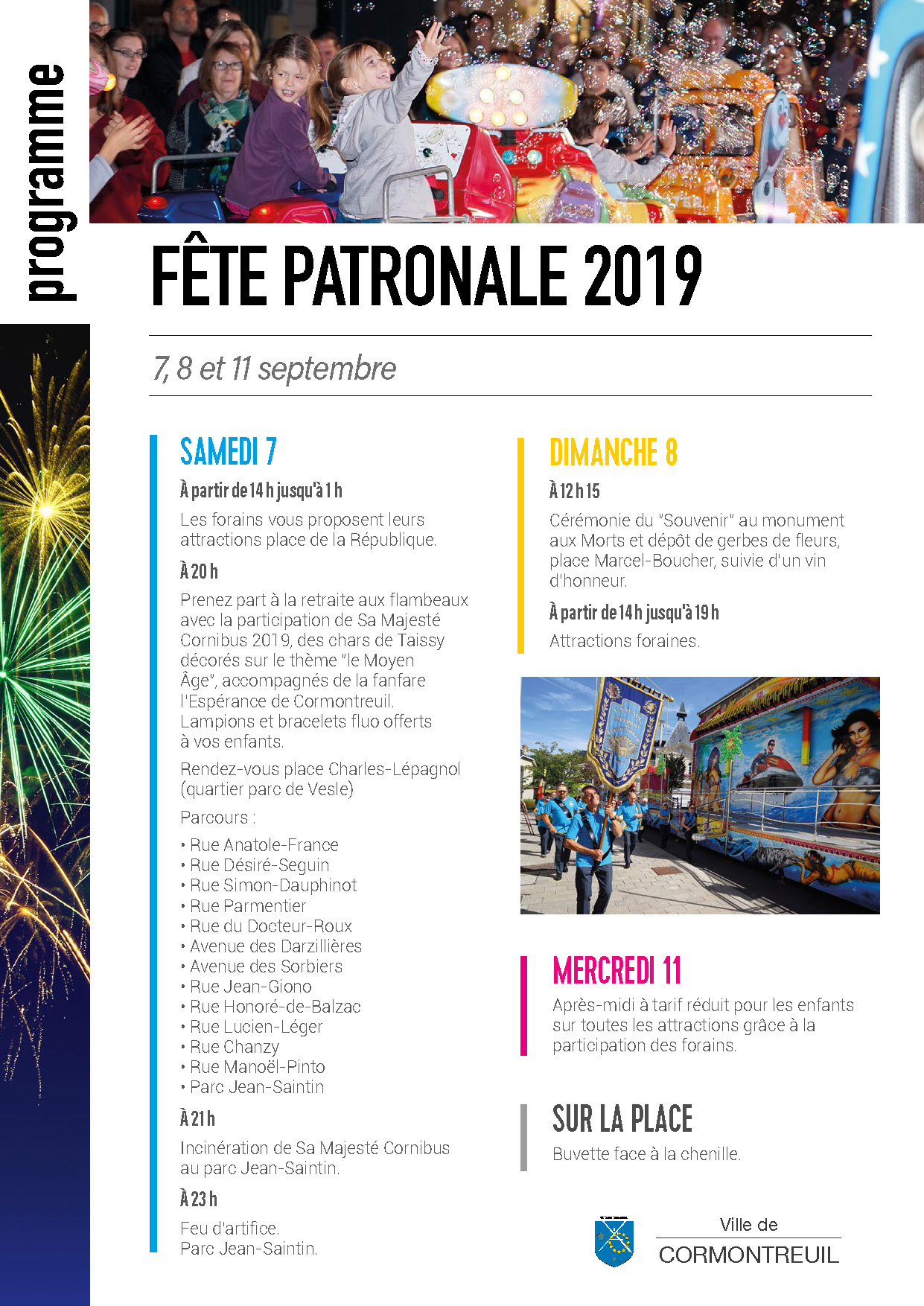 Cormontreuil programme fête patronale septembre 2019
