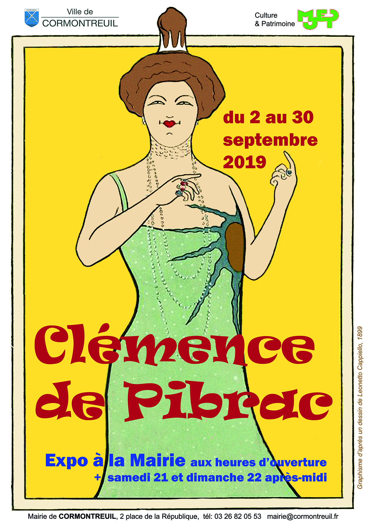 Cormontreuil affiche exposition Clémence de Pibrac septembre 2019