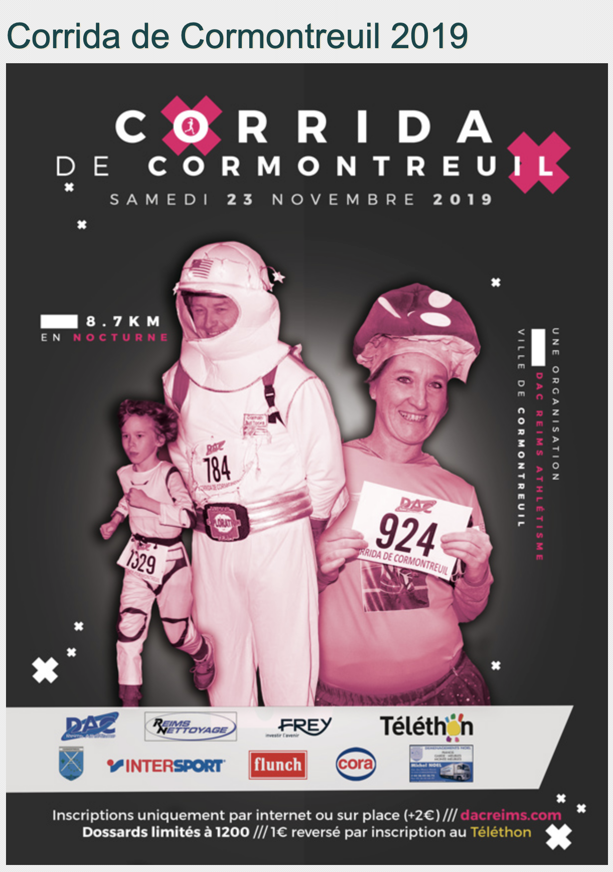 Cormontreuil corrida 23 novembre 2019 affiche