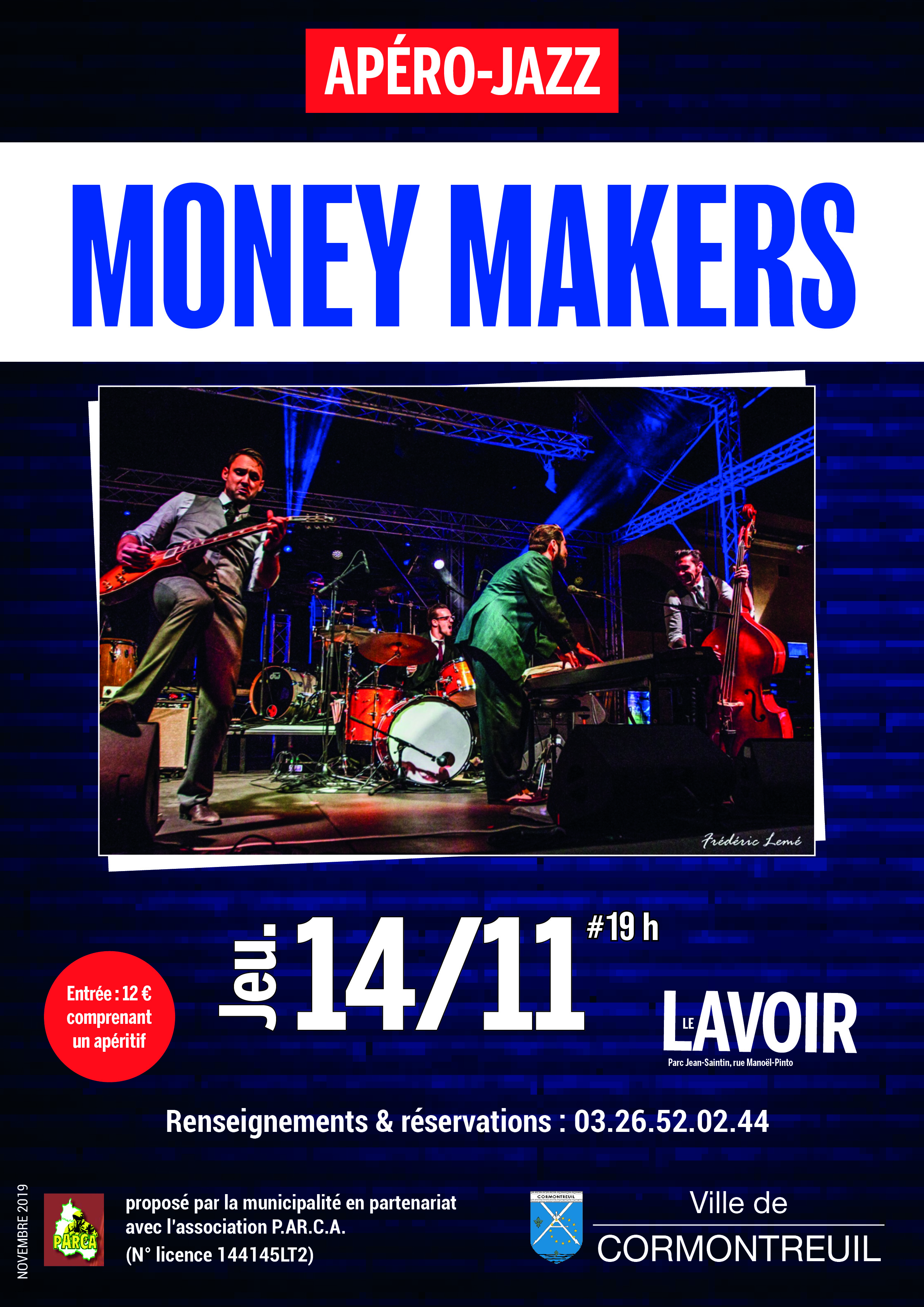 Cormontreuil apéro jazz Money Makers 14 novembre 2019 19h Le Lavoir