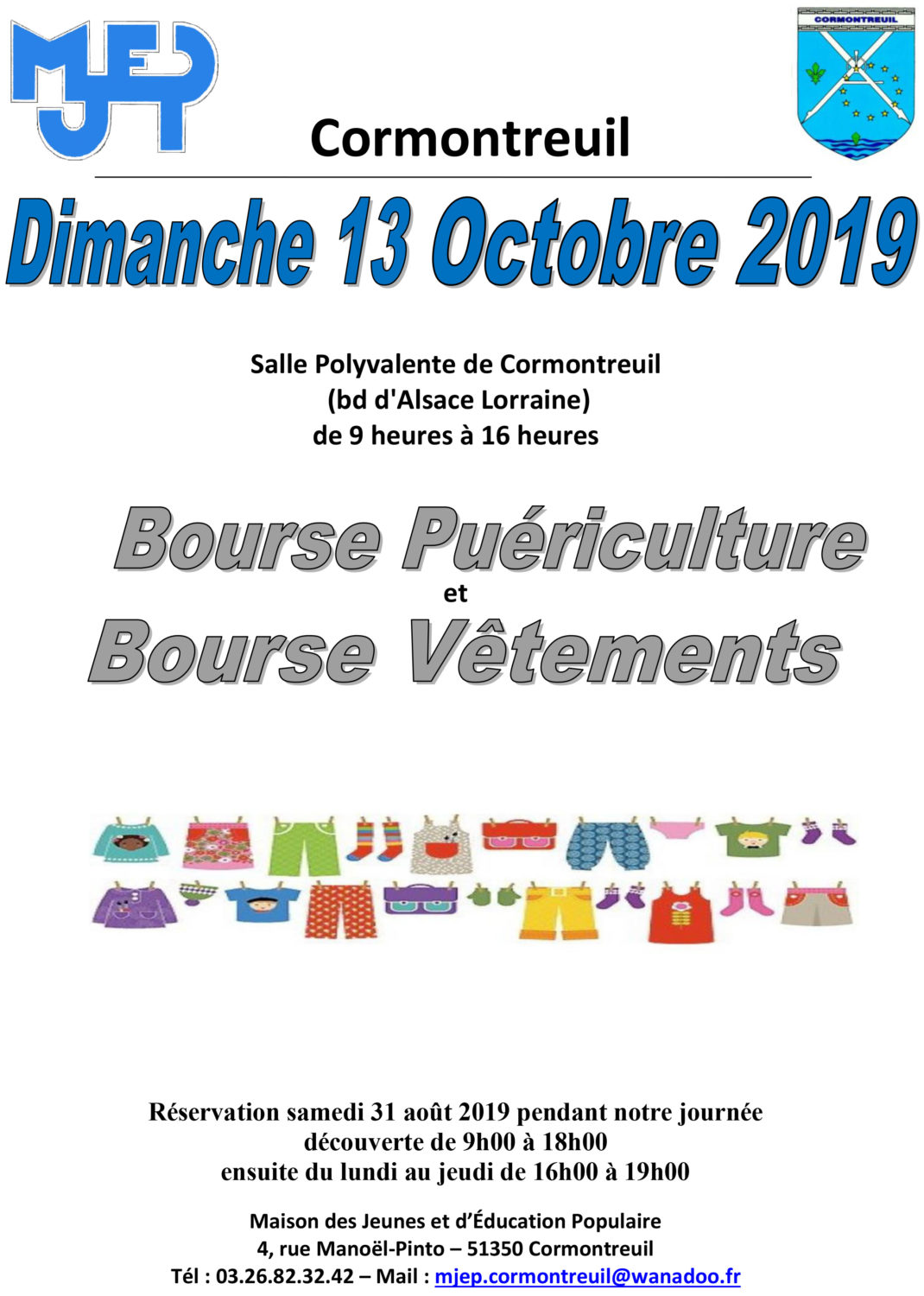 Cormontreuil affiche bourse puériculture vêtements 13 octobre 2019 salle polyvalente