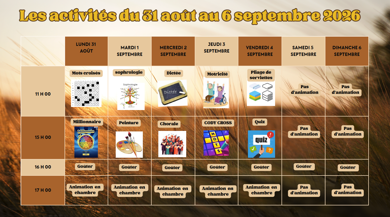 Programme Ehpad du 31-08 au 06-09-2026